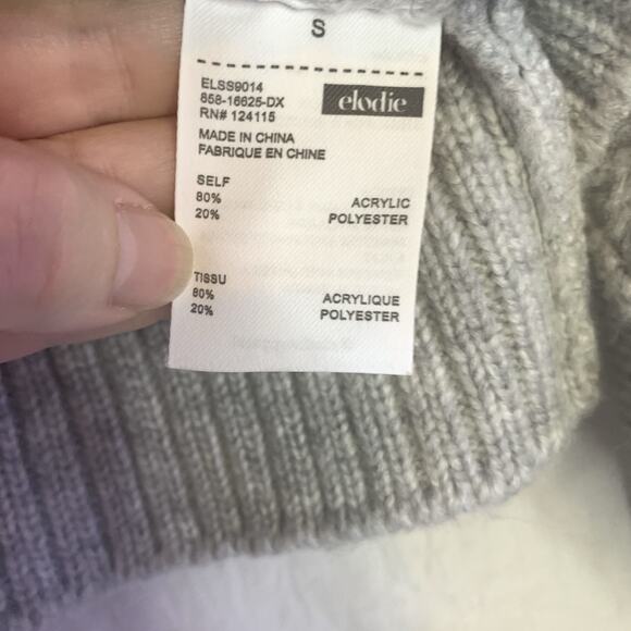 Nordstrom Elodie Cropped Ribbed Sweater, Mock Turtleneck Ribbed Light Gray Small - Picture 6 of 8